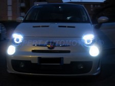 FARI NERI FIAT 500 DAL 2007--2015 DAYLINE + ANGEL EYES LED DIURNI DAYLIGHT