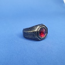 ANELLO "PIETRO FERRANTE" BRONZO CON PIETRA ROSSA
