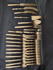 Set posate vintage in ottone - posate 31 pezzi con utensili da portata - MCM