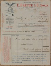 FATTURA E. FRETTE & C. MONZA 12 AGOSTO 1908 TESSUTI FABRICS BIANCHERIA LAUNDRY