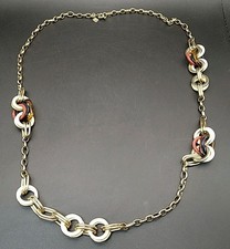 Collana Banana Republic moda tono oro maglie grosse metallo acrilico 32"