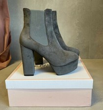 Stivaletto tacco grosso con plateau grigio