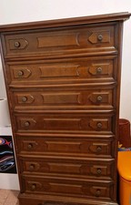 Cassettiera settimino in legno marrone vintage 7 cassetti
