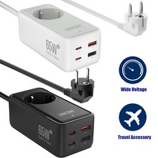 LENCENT 65W Caricabatteria USB C Stazione di Ricarica GaN3 con 1 AC + 4 USB per iPhone MacBook