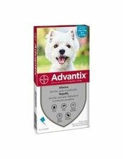 4 Fiale Advantix Spot On 4 Pipette Da 1 ml Per Cani Fino A 10 KG 4-10 Kg