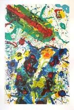Sam Francis - Stampa offset XXL , su cartoncino museale martellato -138 x 93 cm.