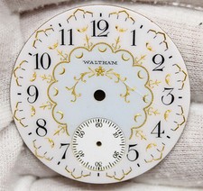 Antico orologio da tasca Waltham 16S vetro smaltato quadrante fantasia raro