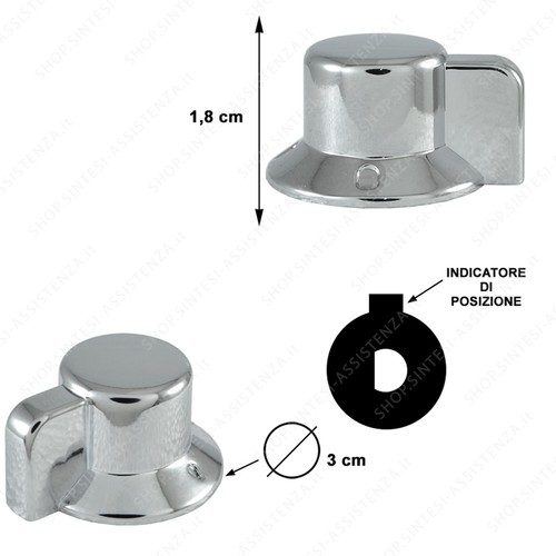 Manopola plastica cromata per