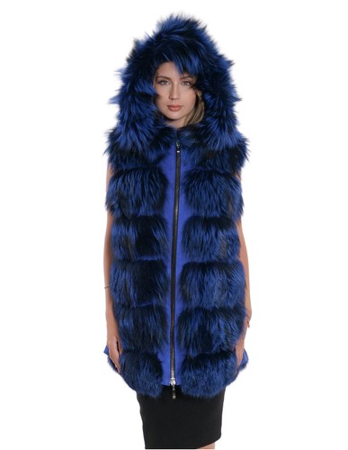 Gilet blu volpe pelle - blu, 48