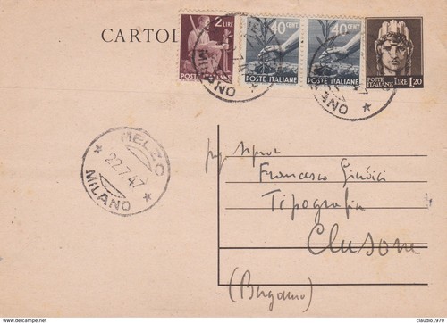 Intero postale lire 20 con - postale,