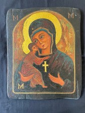 Antico Dipinto a Mano Russo Icon Su Legno. 30.5x38.1cm
