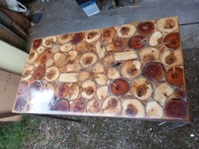 Tavolo Ferro Piano Con Mosaico In Fogli Di Tronco