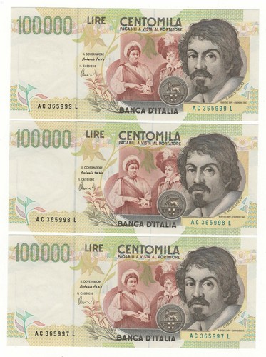 100000 lire caravaggio - lire,