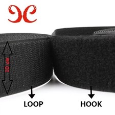 1 mt strappo da 10 cm completo maschio+femmina nero ADATTO A VELCRO