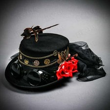 Cappello nero steampunk rosa
