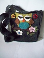 BORSA TASCAPANE PICCOLA  TRACOLLINA A SPALLA LANA COTTA GUFETTO ETNICO NEPAL