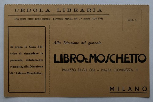 Cartolina pubblicitaria libro - pubblicitaria,