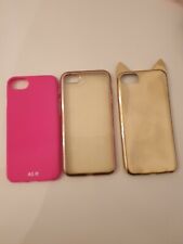 3 COVER PER  APPLE IPHONE 7 - IPHONE 8  MORBIDE GATTO ORO,  FUCSIA, BORDO ROSA