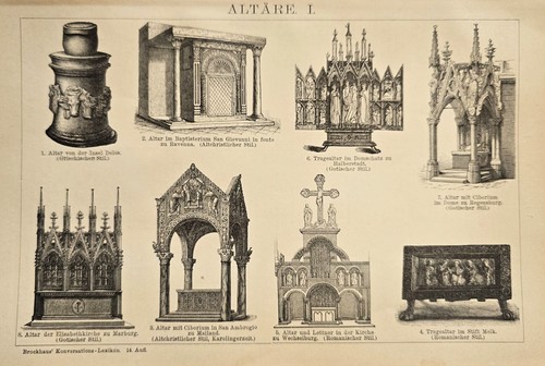 1897 stampa antica altari - stampa,