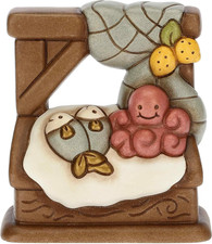 , Banco Del Pesce in Ceramica Decorata a Mano, Linea Presepe Classico, Decorazio