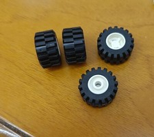 LEGO - 4 x 6014ac01 pneumatico nero 21 mm x 12 con cerchione bianco 11 mm x 12