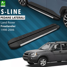 PER LAND ROVER FREELANDER 98-06 PEDANE LATERALI SOTTOPORTA MINIGONNE NERO CROMO