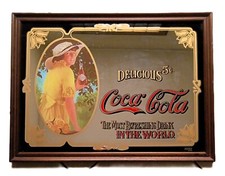 Grande Specchio vintage "Coca Cola"-"Deliziosa" con cornice (63 x 47)
