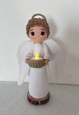 Angelo, fatto a mano, uncinetto, angioletto con luce,decorazione, amigurumi,