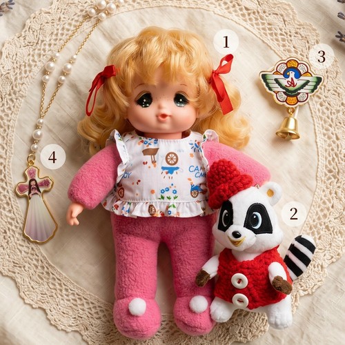 Rara collana spilla - , peluche