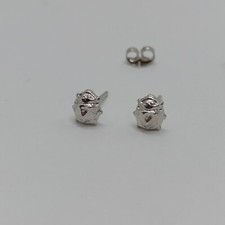 ORECCHINI A BOTTONE COCCINELLA IN ORO BIANCO 18KT 1,2 GRAMMI (1204)