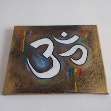 Dipinto Su tela, simbolo dell' Om. Fatto a mano 30x 25 cm
