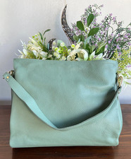 Borsa vera pelle donna ragazza bisaccia verde acqua