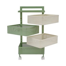 Carrello Portaoggetti Girevole Organizzatore Cucina con Ruote Quattro Cestini Portaoggetti Verde