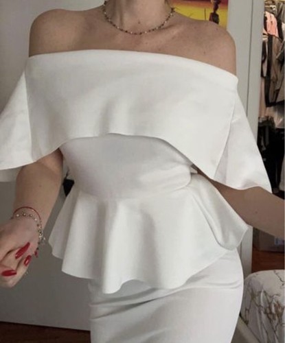 Elegante vestito bianco peplum - elegante,