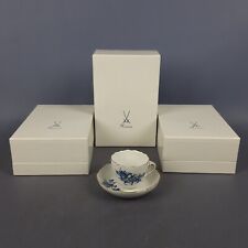 Servizio Porcellana Meissen Tazzine Piattini Tema Fiori Blu Oro Zecchino Vintage