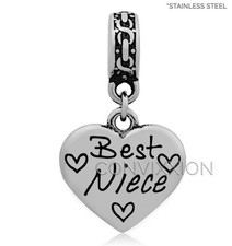 Miglior Nipote Ciondolo Europeo Perline Cuore Pendente Famiglia Regalo Zia Acciaio Inox
