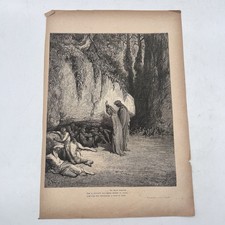 Stampa xilografia Gustave Dore Divina Commedia originale 1890 incisione