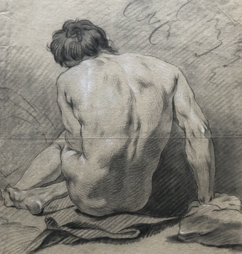 Disegno vecchio ritratto nudo