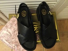 Nuovi sandali donna Ash Sue crossover in pelle nera taglia 37/4 Lagenlook