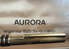 🔴 AURORA penna stilografica Marco Polo ARGENTO 925 MASSICCIO F placcata oro