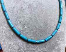 Collana Uomo Girocollo Pietra Naturale Turchese Ematite cilindri da Surfista 4mm