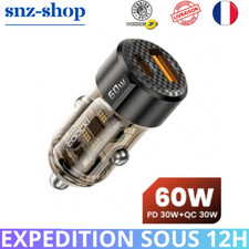 Chargeur allume cigare Voiture Rapide USB Type C IPhone Huawei Xiaomi Universel