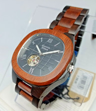 OROLOGIO UOMO AUTOMATICO SCHELETRATO MVT 21 RUBINI GREEN TIME LEGNO DI SANDALO