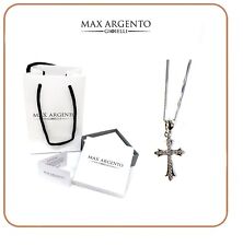 COLLANA E CIONDOLO CROCE CON ZIRCONI ARGENTO 925