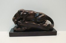 Statua Puma Natura Stile Art Deco Stile Art Nouveau Bronzo massiccio Firmato