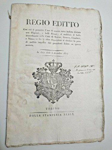 Regio editto dicembre - dicembre, 1817