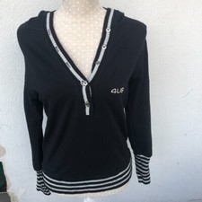 Felpa Con Cappuccio Cesare Paciotti 4us Donna Nera Rifiniture Argento Tg.42 Nero