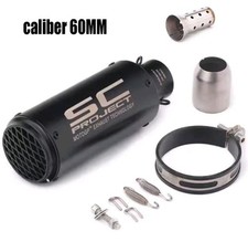 terminale scarico universale moto 60 mm Collettore Accio Inox Nero Silenziatore 