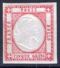 PROVINCE NAPOLETANE 1861 5 GRANA N.21 ROSSO G.O MLH* MARGINATO