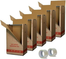 Kit 5 Scatole Cartone Porta Abiti Capi Appesi Cm. 50X60 H 111 Con Appendino + 2 